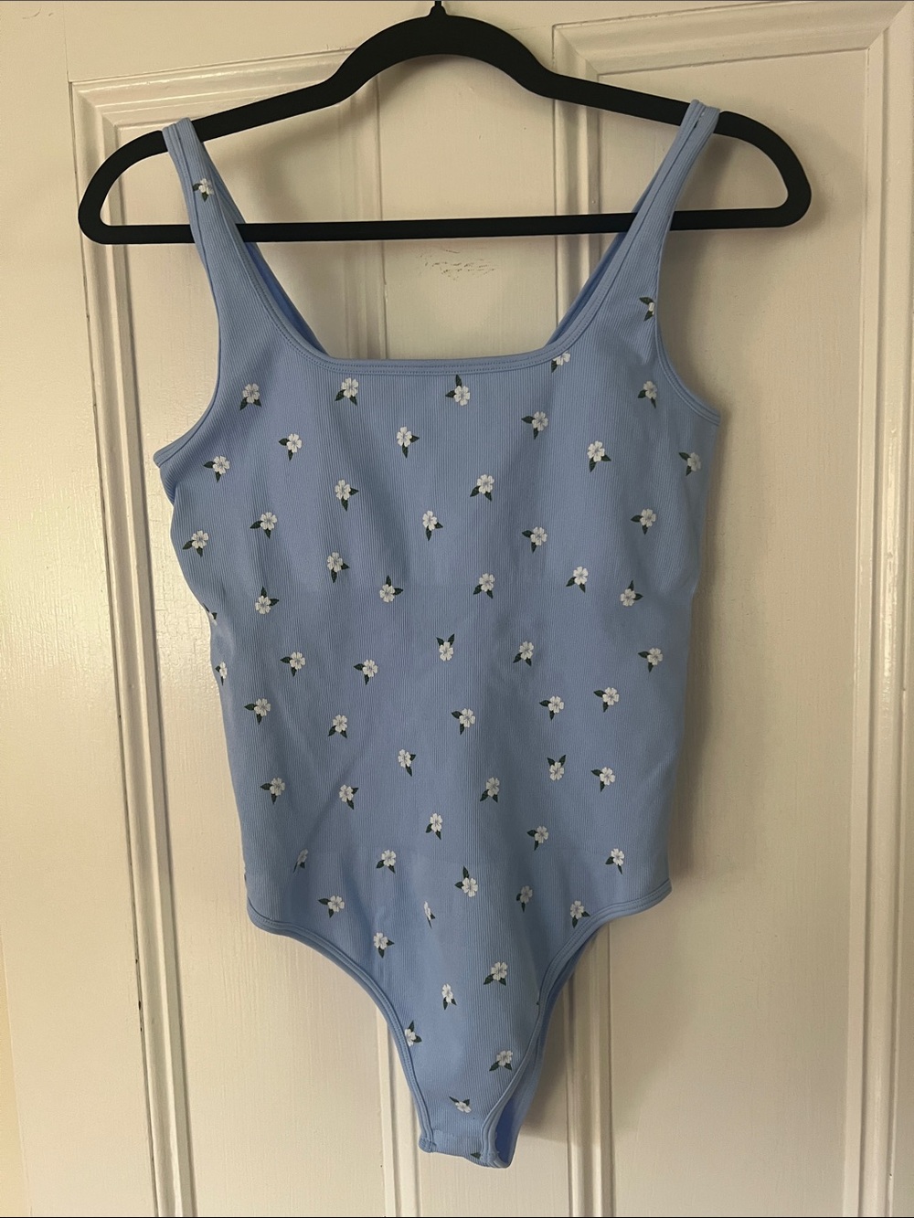 OQQ Blue Floral One-Piece Bodysuit